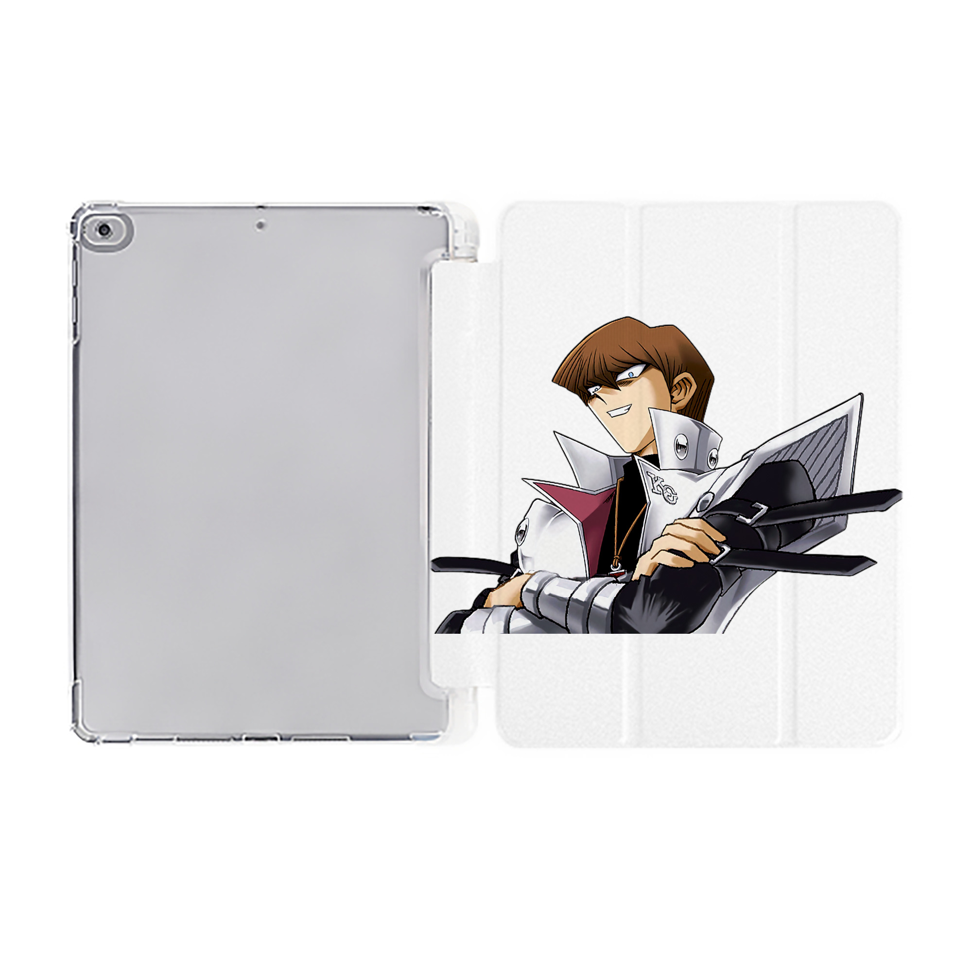 （画像用） 遊☆戯☆王 Yu-Gi-Oh! IPad ケース ペン収納付き 三つ折りスタンド PUレザー×シリコン 対応機種9.5/10.5/10.9インチ